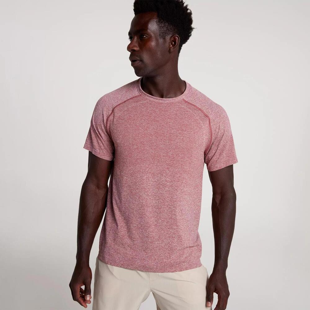 VRST Men's Circuit Seamless Short Sleeve Top, Small, Desert Rust/Pure White Red